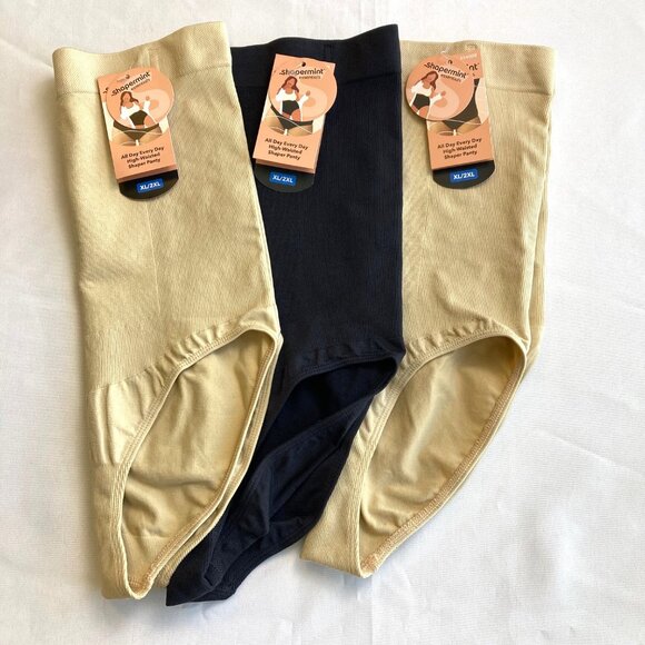 Shapermint High-Waisted Shaper Panty Bundle of 3 XL/2XL Chai Black 54008 NWT - Picture 2 of 10